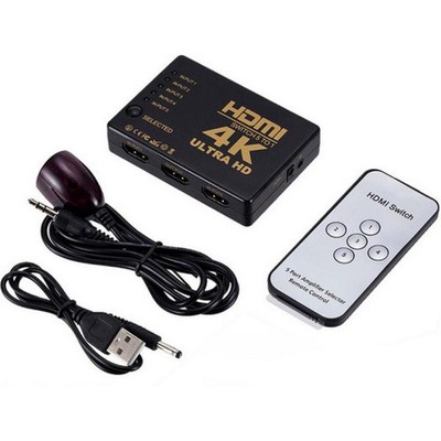 HDMI Switch 5-in-1-Out Splitter Adapter Umschalter Verteiler 4K Ultra HD HDR 3D