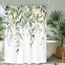 Small Green Eucalyptus Leaves Shower Curtain for Bathroom Decor 54Wx78H Singl...