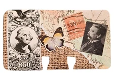 Mixed Media Collage Mini Art Card Original VTG Rotary Index Victorian Fun 2017