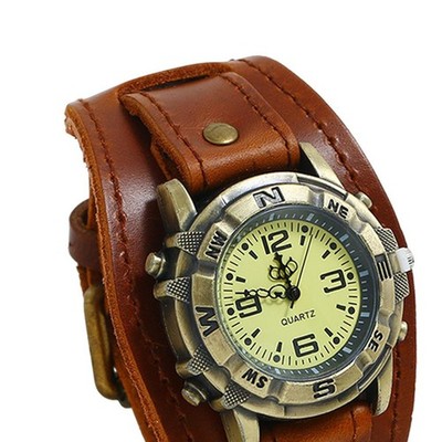 Armbanduhr Leder breit, Lederarmband, Uhrenarmband, für Männer