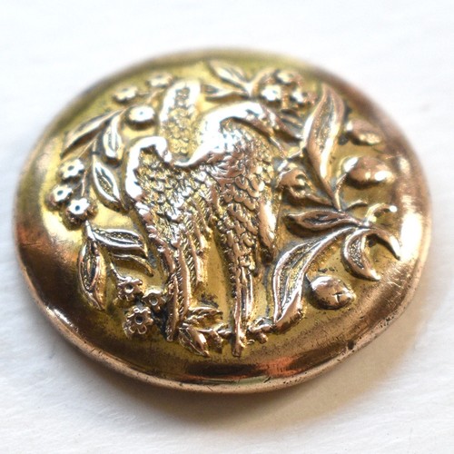 Antique Gold Gilt Bird Picture Button R & W ROBINSON EXTRA RICH 13/16” - Picture 3 of 5