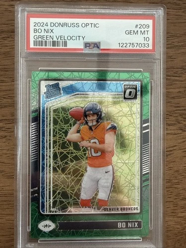 PSA 10 2024 Panini Donruss Optic Bo Nix #209 Green Velocity Prizm