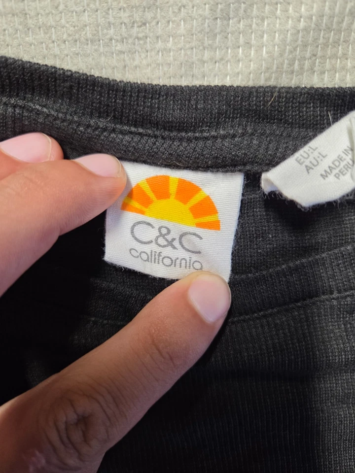 Camiseta C&C California Para Hombre Talla L Negra Manga Corta Elastizada Básica Camiseta Diaria Foto 3 de 4