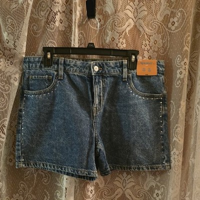 New Thereabouts Girls Size 18.5 Plus Blue Denim Rhinestone Studded Short Shorts