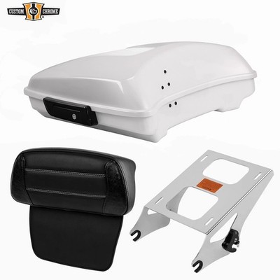 Razor Trunk+Backrest Pad Mount Rack Fit For 14+ Harley Touring White Onyx Pearl
