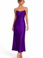 VTG Jessica McClintock/ Gunne Sax Purple Satin Gown Size 5/6 Prom Formal y2k