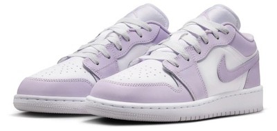 Air Jordan 1 Low Shoes Barely Grape White Big Kids (GS) Size 4Y-7Y Women 5-8.5