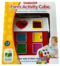 Early Learning Farm Activity Cube Ages 1-3 Letters & Shapes 6 Activity Sides New
