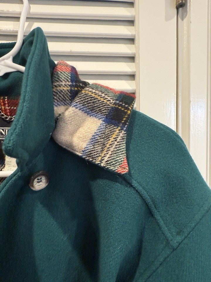 Vintage Lands End Duffel Coat Womens M Turquoise Wool Toggle Front Made ...