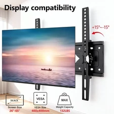 Tilt TV Wall Mount Bracket 26-75 Inch Low Profile Heavy Duty VESA 400x400