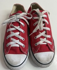 Converse Youth Size 3 Chuck Taylor All-Star Low Top Red Canvas Shoes 3J236