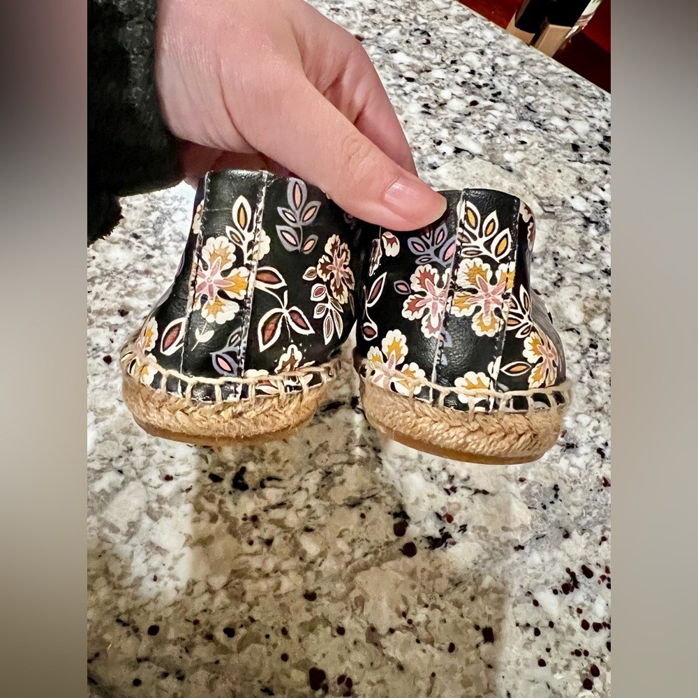 Tory Burch Hopewell Floral Espadrilles Black Nappa Leather Colorblock Size 9.5 thumbnail 8