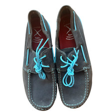 Twisted X Women s 7M WDM0098 Leather Driving Mocs Brown Turquoise Boat Shoes