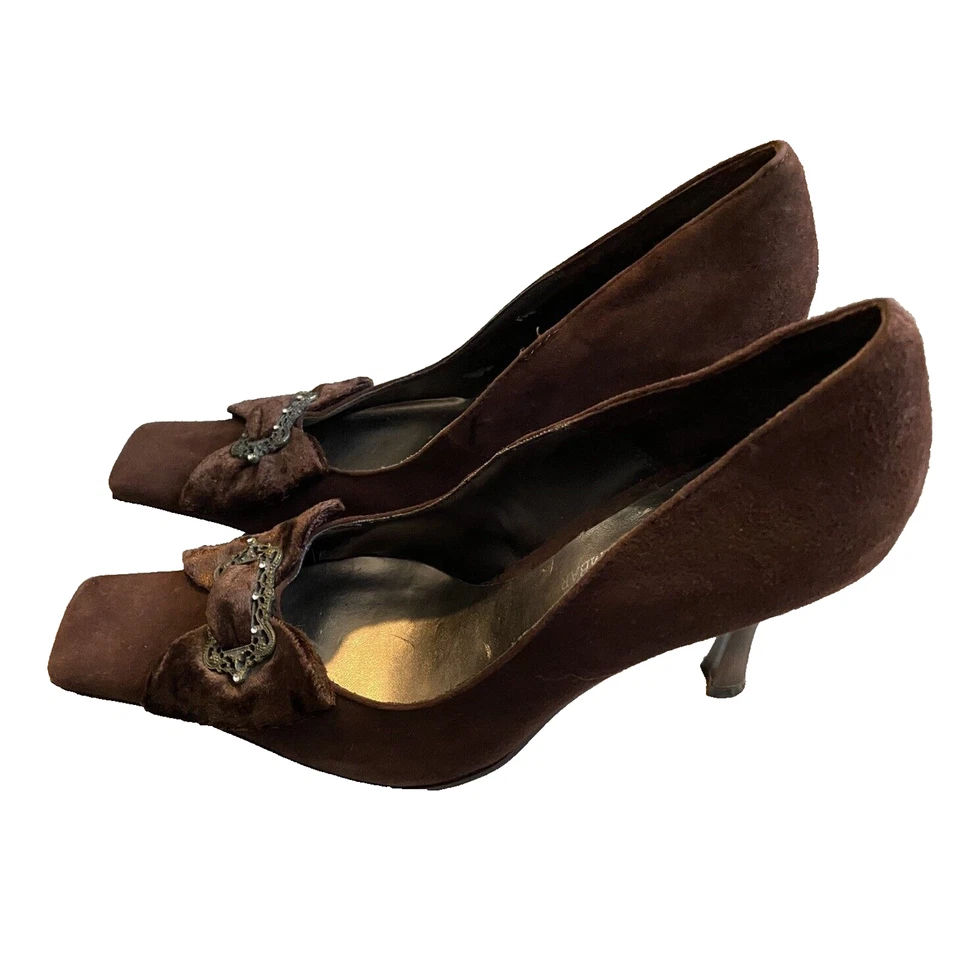 Zapatos de gamuza elegantes de colección Luichiny by Mark Ambar de cuero marrón para mujer talla 9 Foto 4 de 4