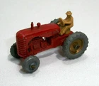 Vintage Lesney Matchbox #4 Massey Harris Red Tractor Gray Wheels with Gold
