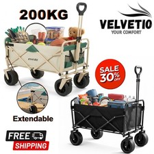 Heavy Duty Folding Trolley Wagon Steel Frame Utility Cart for Garden & Outdoor