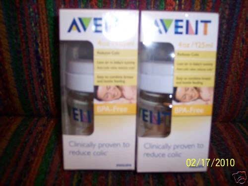 BNIB Avent 4 Ounce Natural Feeding Bottles -4 In Lot!-