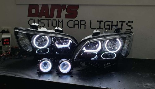 Holden VE Commodore Headlights Fog Lights S1 SV6 w/ Multicolored Halo Rings LED - Picture 2 of 5