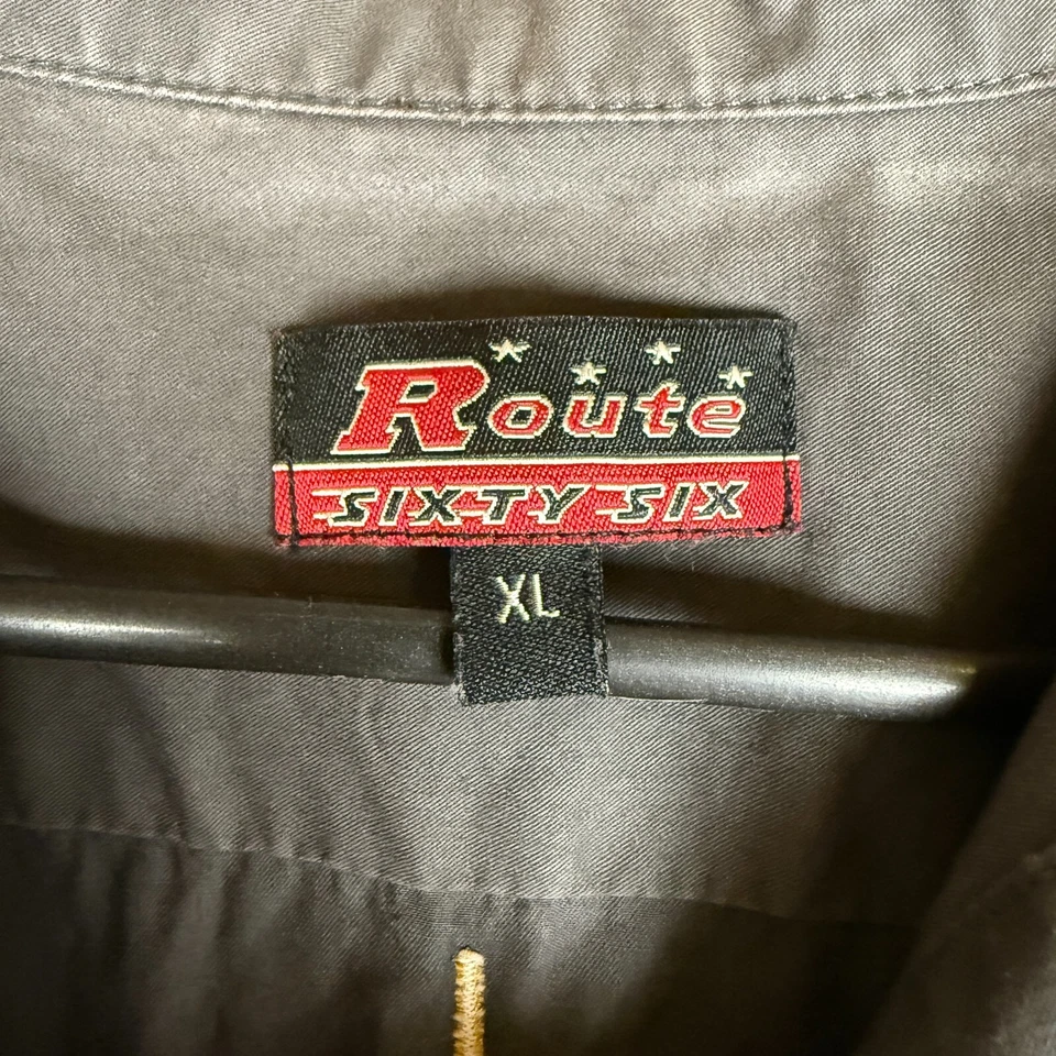 Camisa De Colección Route 66 Para Hombres XL Gris Bordada Livin' On Luck Casino Juegos de azar Foto 2 de 4