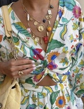 ZARA NWT WOMAN SS24 PRINTED LINEN BLEND KNOTTED DRESS MULTICOLORED | 3313/478 XS