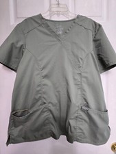 Cherokee Authentic Workwear Scrub Top size 2XL-Olive Mock Wrap-Chest 26.5"/L 28"