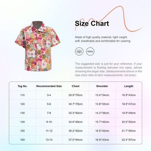 Kids Girls Boys Shirt School Short Sleeve Pocket Tops Wrinkle-Free Button Rose - Picture 51 of 55