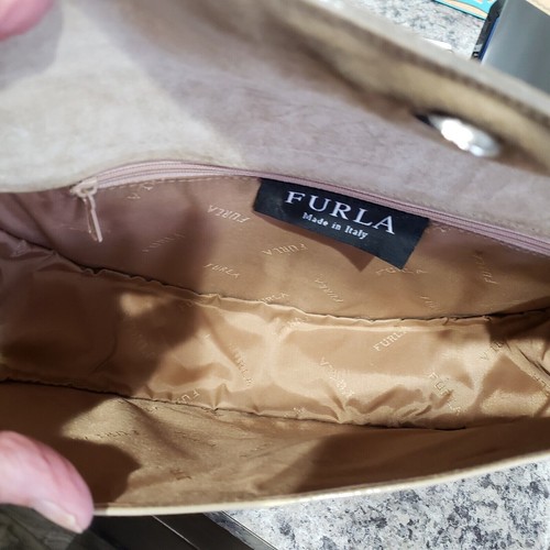 Bolso de mano Furla Satchel beige jaspeado charol hecho en Italia - Imagen 8 de 8