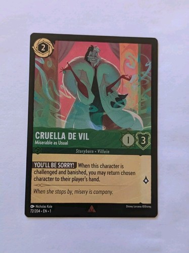 Cruella De Vil 72/204 Rare Foil - Lorcana The First Chapter