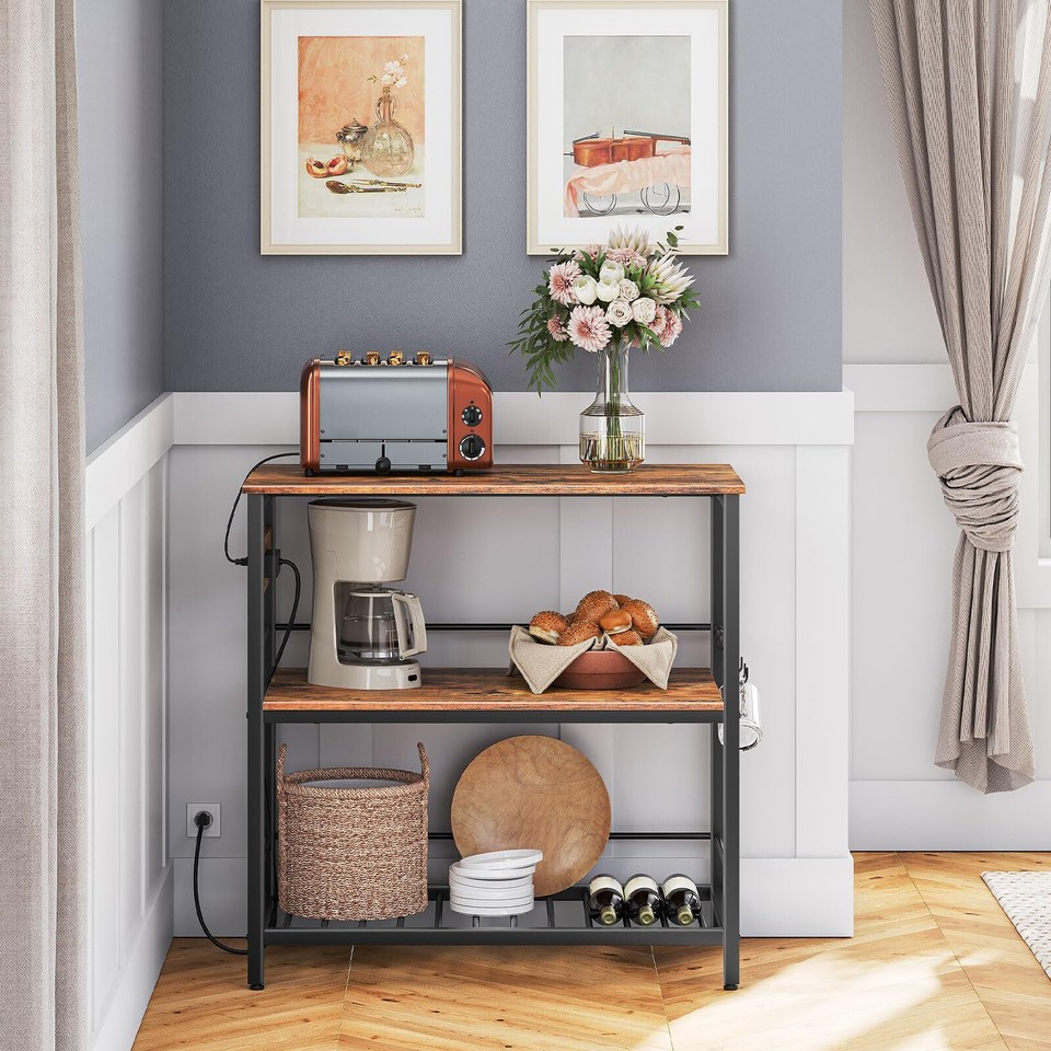 Kitchen Island with Storage, Kitchen Island Table with Power Outlet, 35