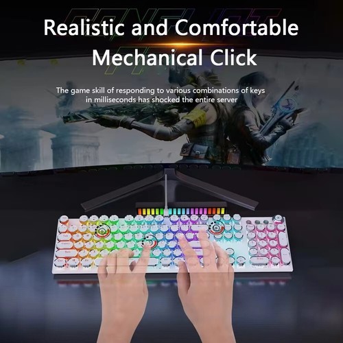 Wired Typewriter style keyboard with mouse- WHITE - Picture 7 of 13