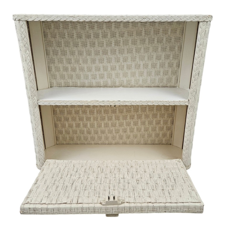 Vintage Wicker Bathroom Wall Storage Shelf MidCentury Modern