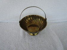 VINTAGE  SOLID BRASS  BASKET WITH SWIVEL HANDLE  QUALITY  