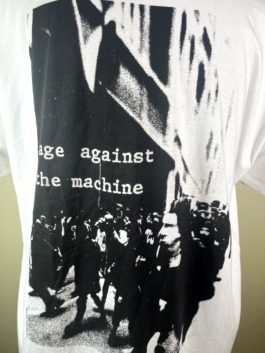 Rage Against The Machine Riot White Black Cotton Graphic Rock T