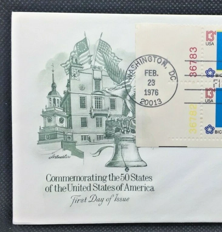 FDC Envelope & Stamp: Commemorating 50 United States ID, MT, NM, OK, WA 1976 - Image 2 of 3
