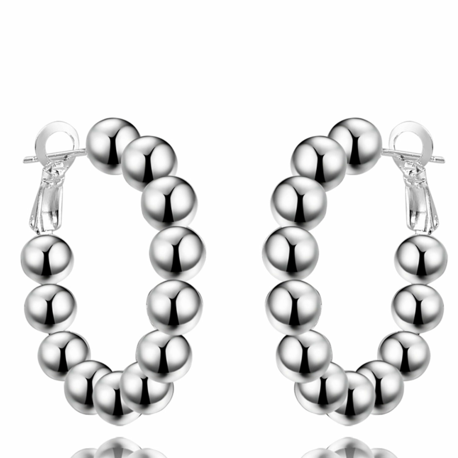 Real 925 Sterling Silver Filled Hoop Earrings for Women in Dangly Stud Drop Design Elegant Style-image