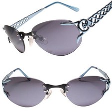 Old Fashioned Deadstock Retro Vintage Blue Small Oval Sunglasses