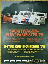 1978 European championship Winner  Porsche Genuine Factory Poster Original 