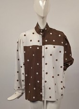VINTAGE DESIGNER LOUIS FERAUD POLKA DOT SILK BLOUSE 