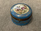 Vintage Antique German Porcelain Dresser Box w/ Man & Woman Courting Decoration