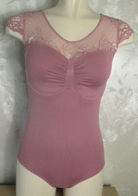 Schlankstütz   XL 46/48 Mieder Body Spitzenärmelchen mauve PU+UBF SK 2 Shape  