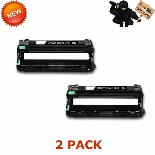 2pk BLACK DR221 Drum Unit for Brother 