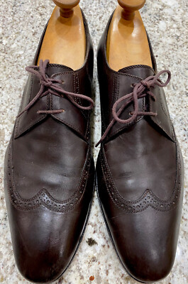 A Testoni Brown Leather Men s Oxfords Shoes Sz 10 Excellent!