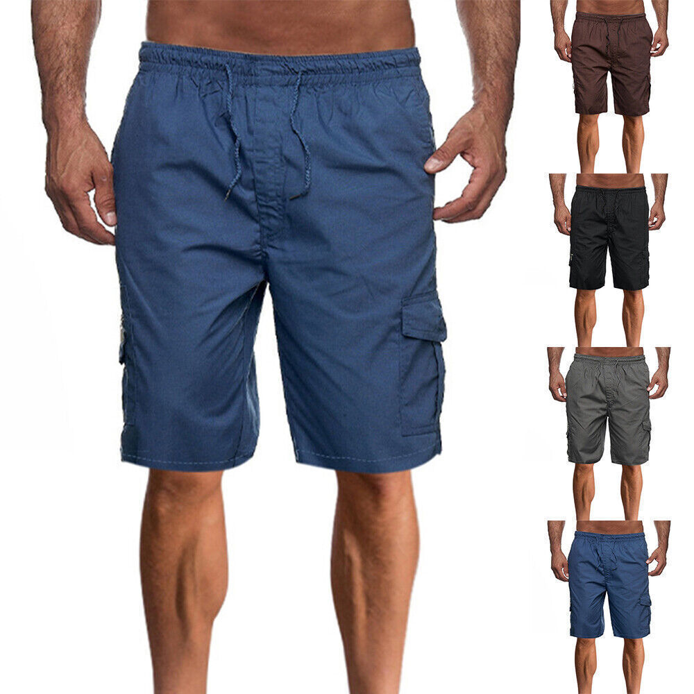 Short Cargo Homme – Coupe Slim, Ceinture élastique, Poches Multiples, Idéal Travail Ou Sport - 8