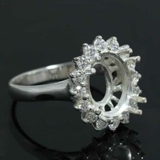 8x10 MM. Oval cut semi-mount ring setting sterling silver 925 375 Pre order