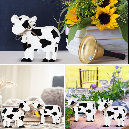 3 Pcs Farmhouse Cow Table Decor Christmas Cow Tiered Tray Decor Farmhouse Tablet - Picture 5 of 12