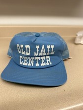 Vintage Trucker Hat Old Jail Center New Era Made in USA Blue MESH SNAPBACK