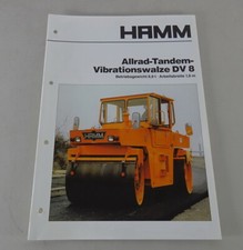 Folleto/Folleto HAMM Allrad-Tandem-Vibrationswalze Dv 8 Soporte 05/1987