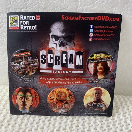 SDCC 2018 Exclusive Scream Factory 5-Button Pin Set Horror Movies Comic ...