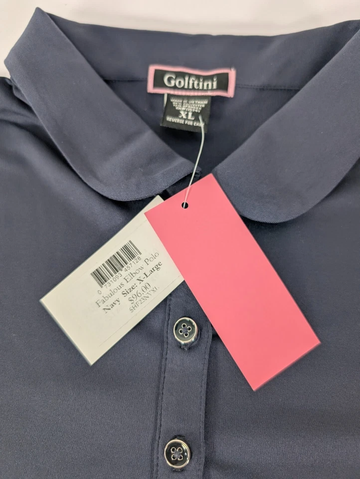 Polo Golftini Para Mujer XL Azul Manga Corta Fabuloso Codo Polo 3/4 Abotonable Nuevo Foto 3 de 4