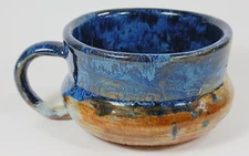 Art Pottery Bowl, Mug. Drip Glaze Stoneware Signed by Artisan Shelley Andrews.